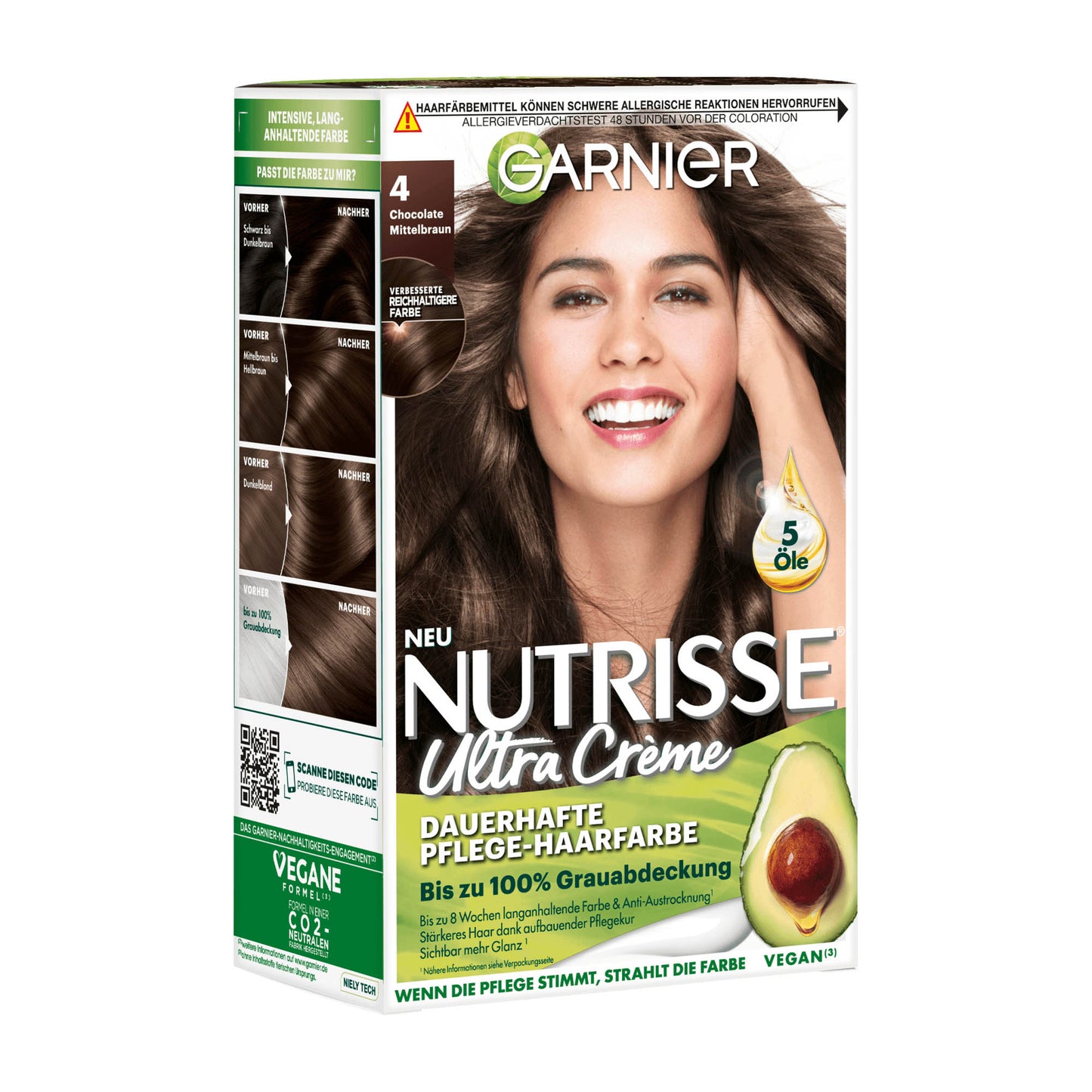 Garnier Nutrisse 4 Chocolate Mittelbraun permanente Haarfarbe