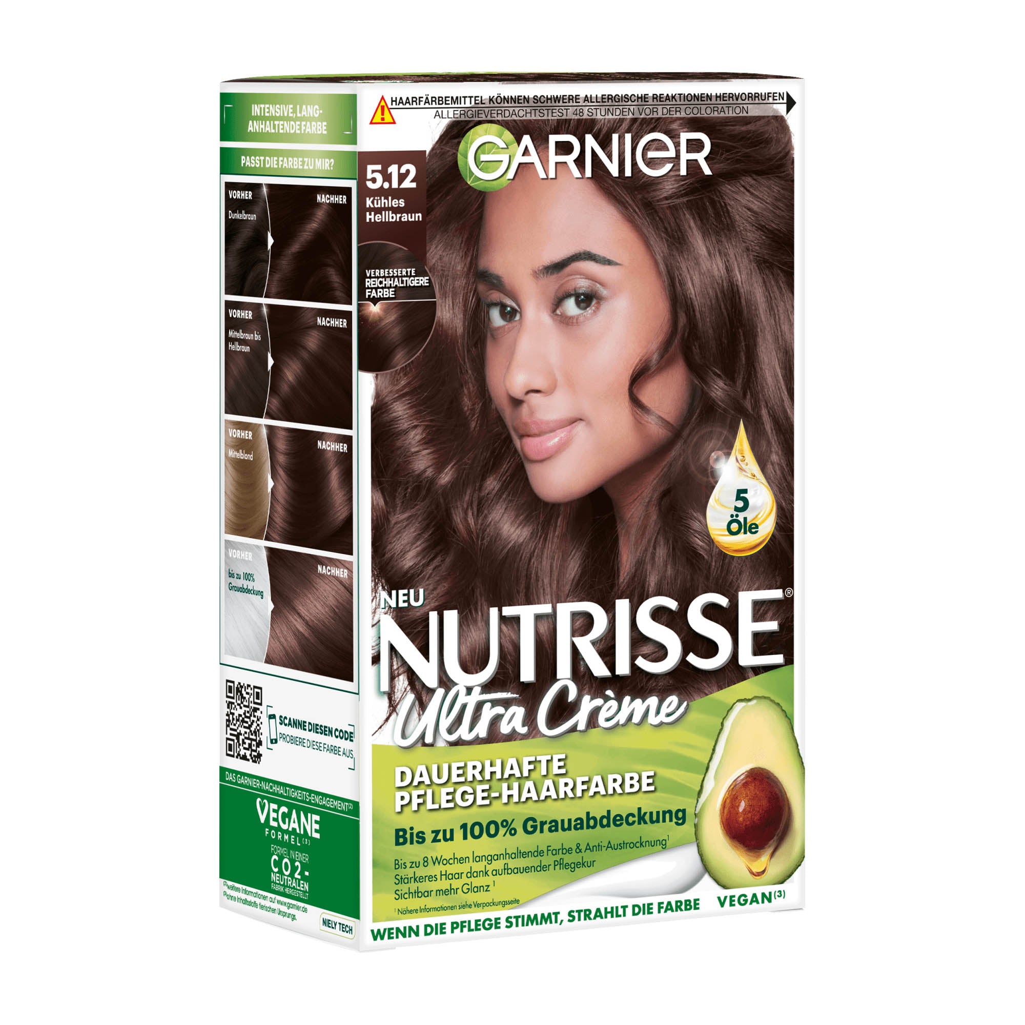 Garnier Nutrisse 5.12 Châtain Clair Froid Coloration permanente