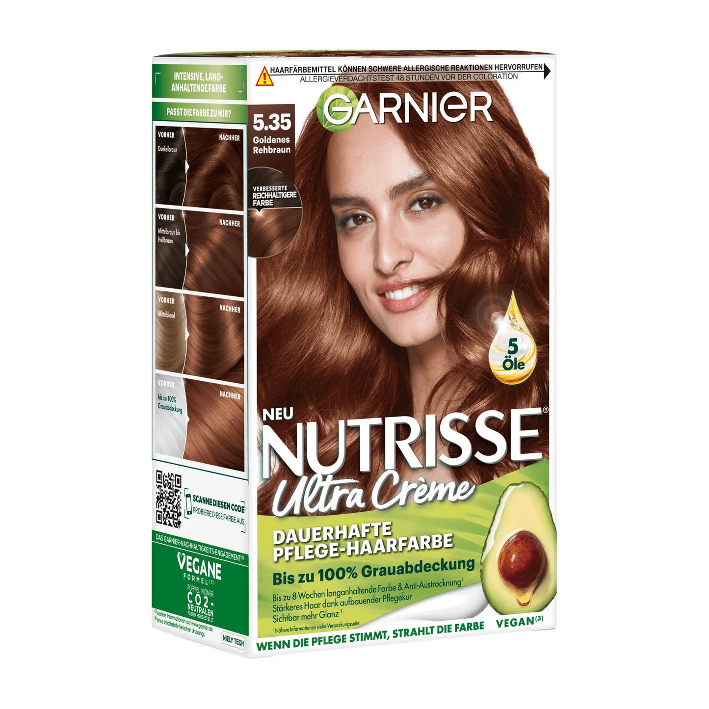 Garnier Nutrisse 5.35 Goldenes Rehbraun permanente Haarfarbe