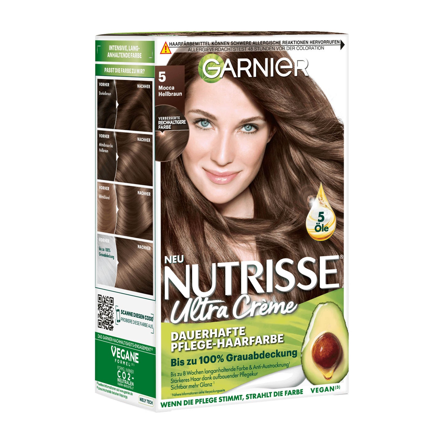 Garnier Nutrisse 5 Mokka Hellbraun permanente Haarfarbe