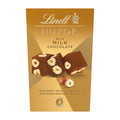 Packaging of Lindt Nuxor Milk Chocolate pralines with whole hazelnuts, 150g.