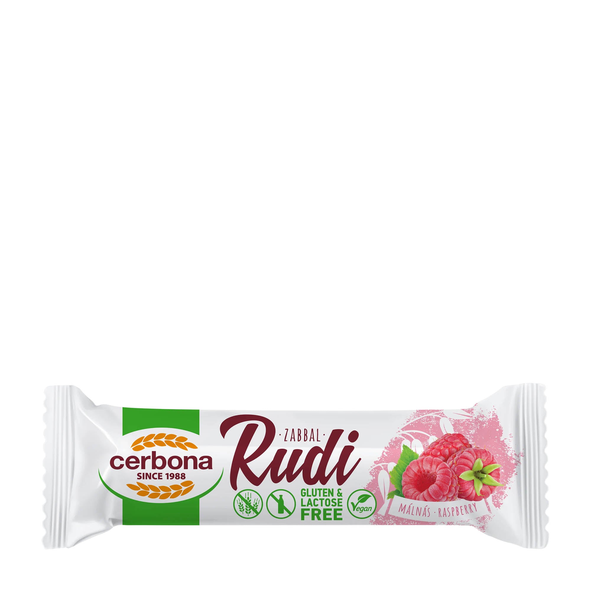 Cerbona Barre d'avoine sans gluten et sans lactose à la framboise, 30 g