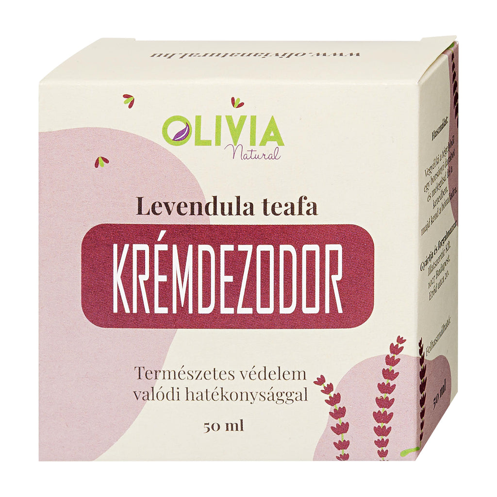 Olivia Lavender - Tea Tree deo cream packaging on a white background