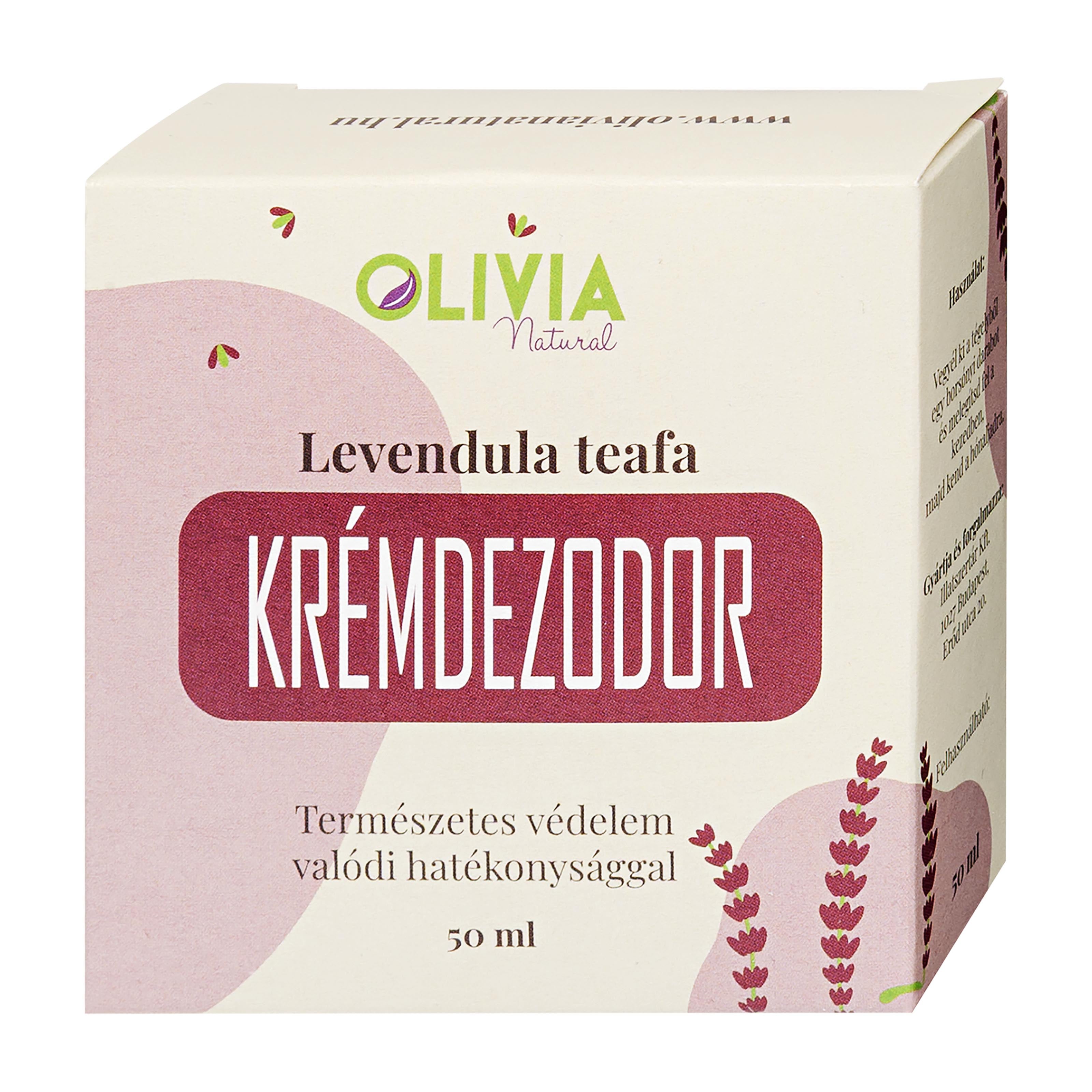 Olivia Lavender - Tea Tree deo cream packaging on a white background
