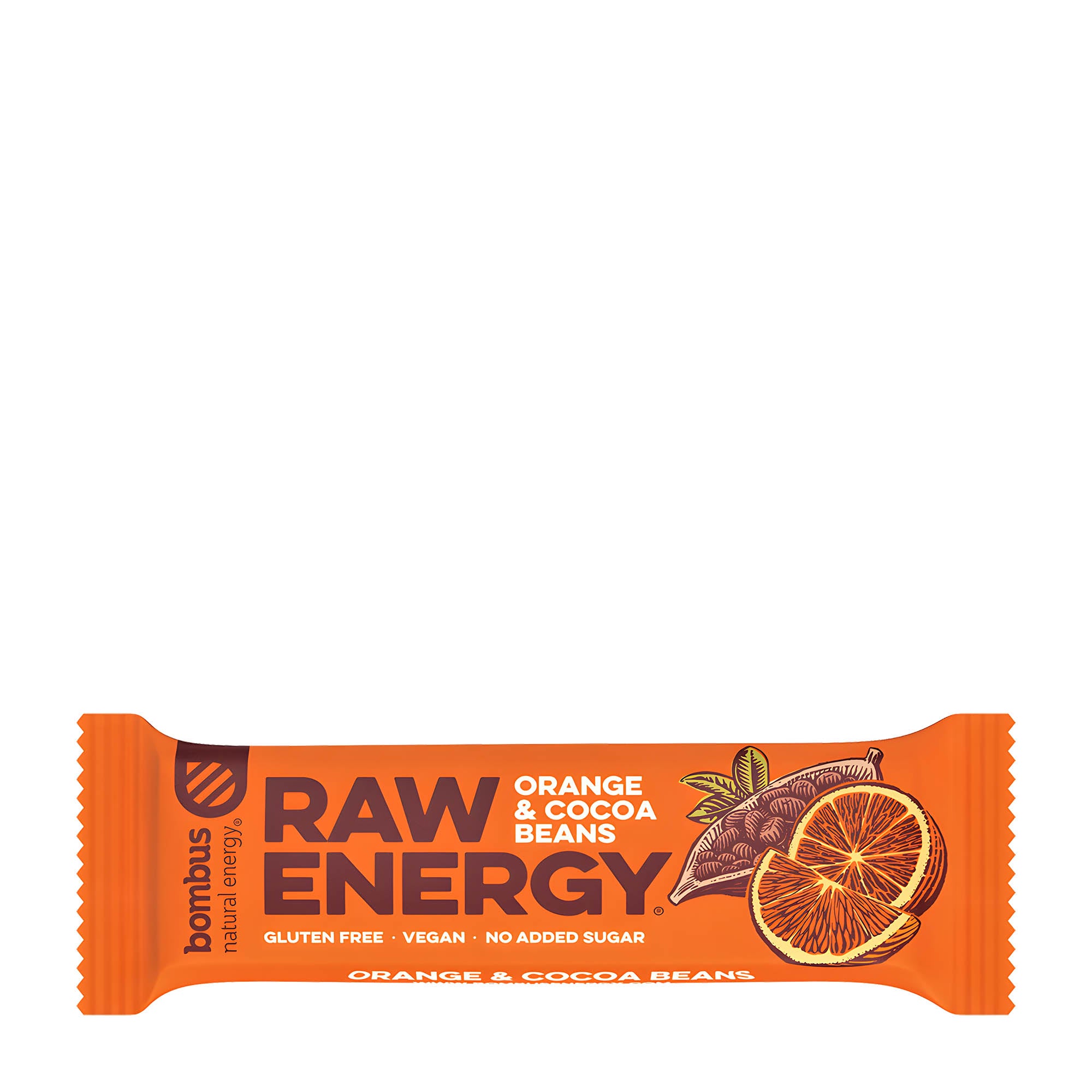 Bombus Orange et Fèves de Cacao Barre énergétique crue, 50 g