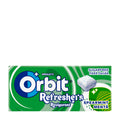 Box of Orbit Refreshers Spearmint sugarfree chewing gum on a white background