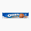 Oreo Gingerbread sandwich cookies packaging on a plain white background. The blue wrapper features the Oreo logo in white with a blue outline, and an image of a gingerbread cookie on the right side.