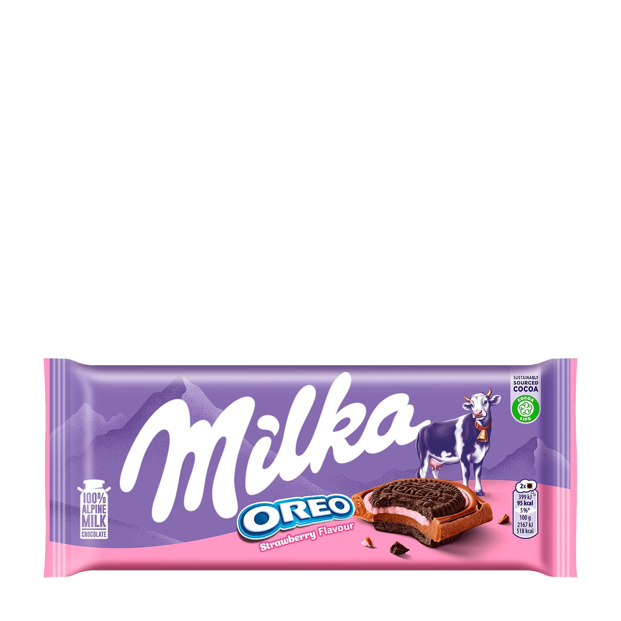Milka Oreo Sandwich Fraise tablette de chocolat au lait, 92 g