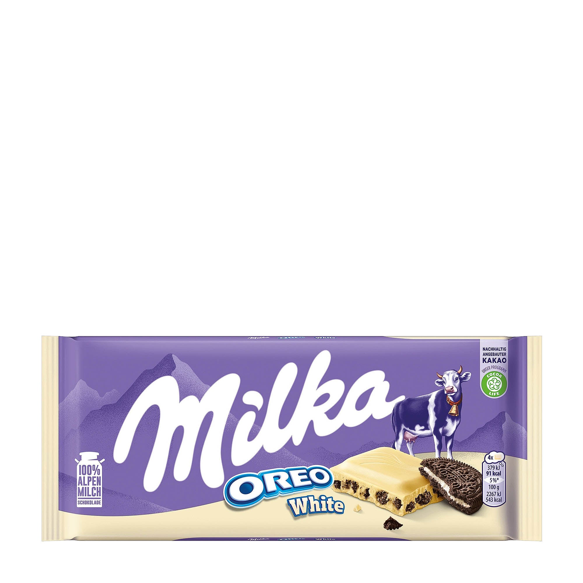 Milka Oreo Barre de chocolat blanc, 100 g