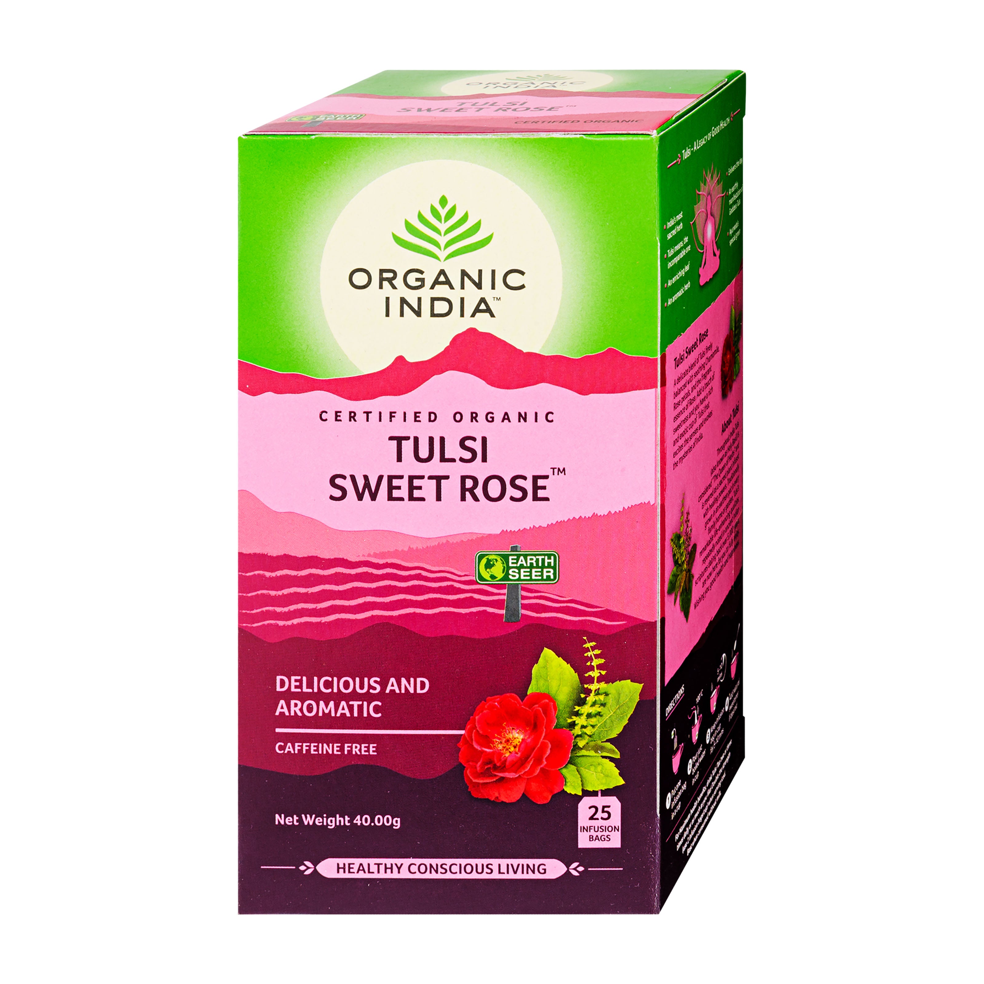 ORGANIC INDIA Tulsi Sweet Rose Tea, 25 Count