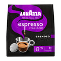 Lavazza espresso Italiano Cremoso coffee pad packaging on a white background