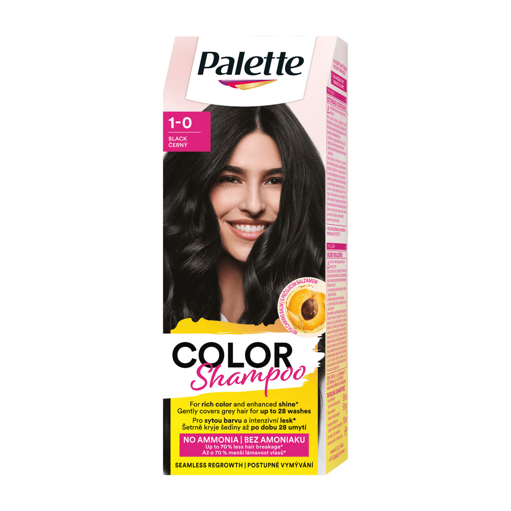 Palette Color Shampoo 1-0 Black packaging on a white background