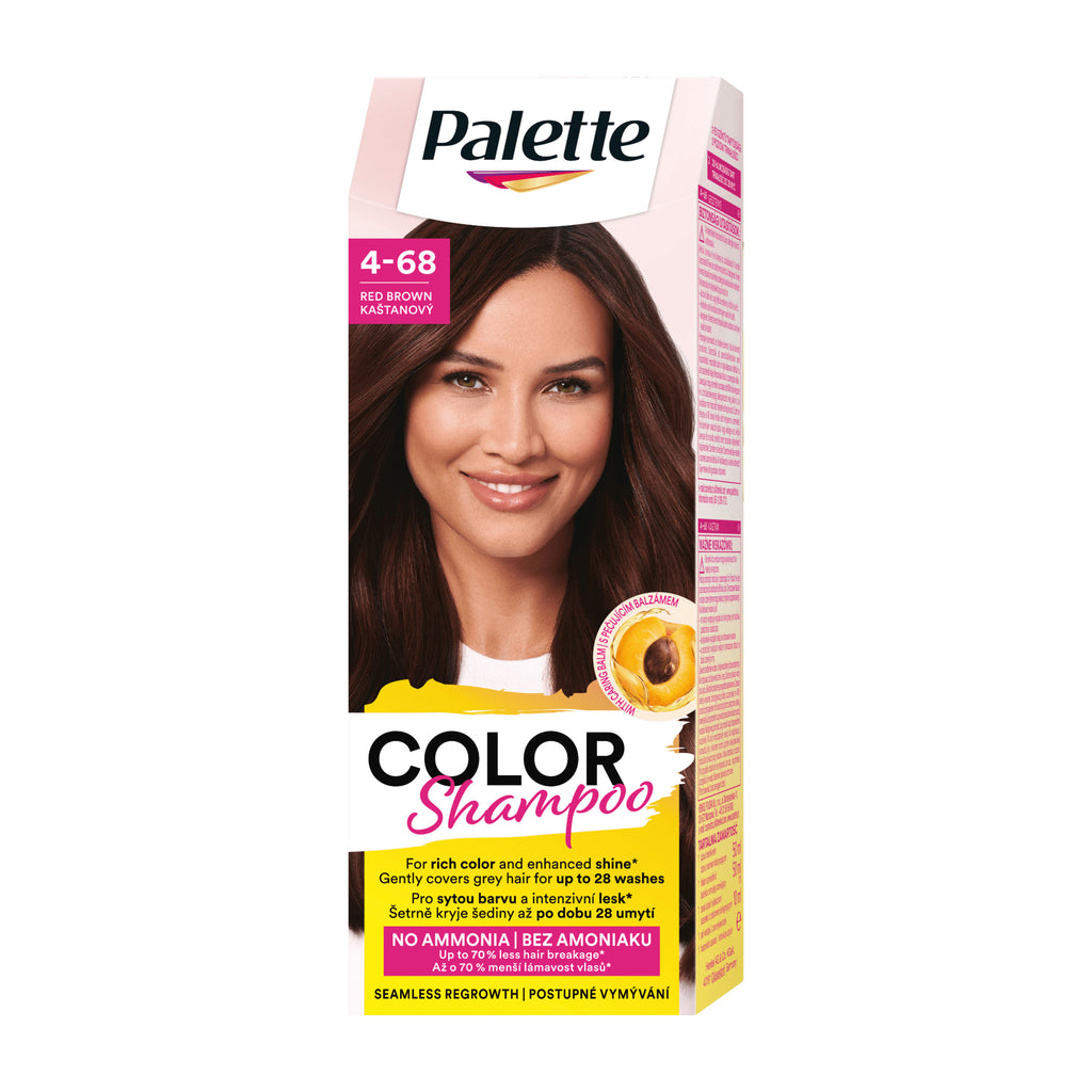 Palette Color Shampoo 4-68 Red Brown packaging on a white background