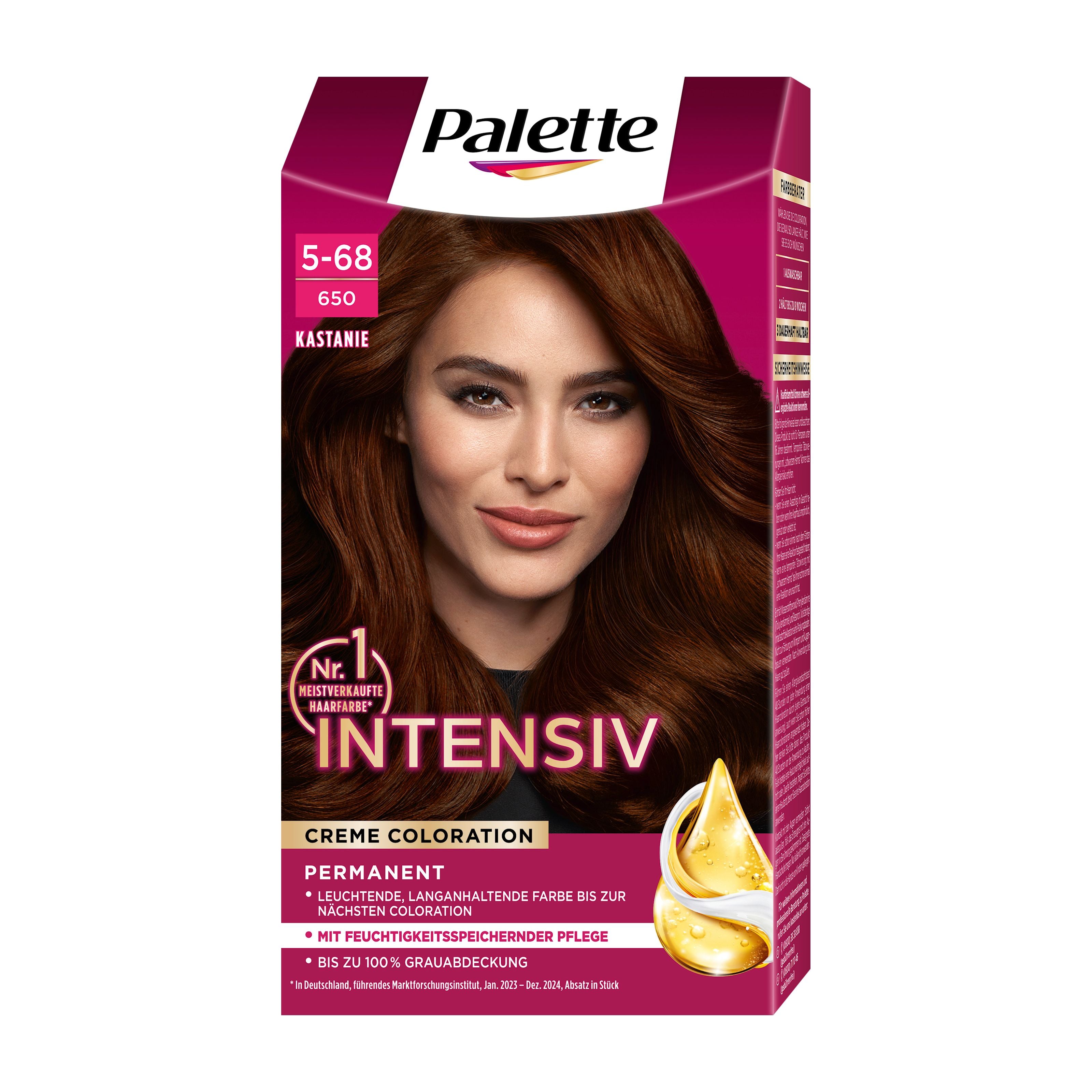 Palette Intensiv 5-68 Chestnut hair color box on a white background.