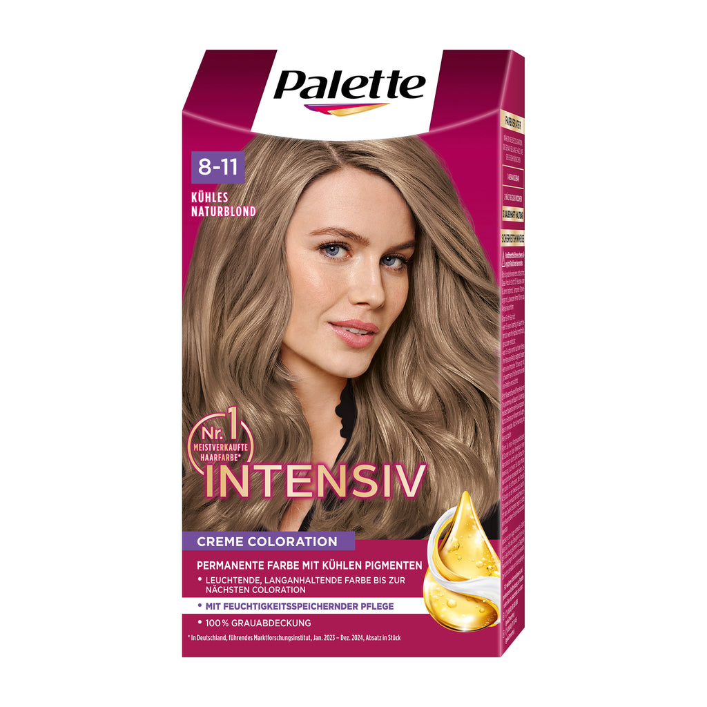 Palette Intensiv 8-11 Cool Natural Blonde hair dye box on a white background.
