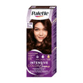 A box of Palette Intensive Color Creme 3-68 Dark Mahogany permanent hair color with a picture of a woman showing the hair color.