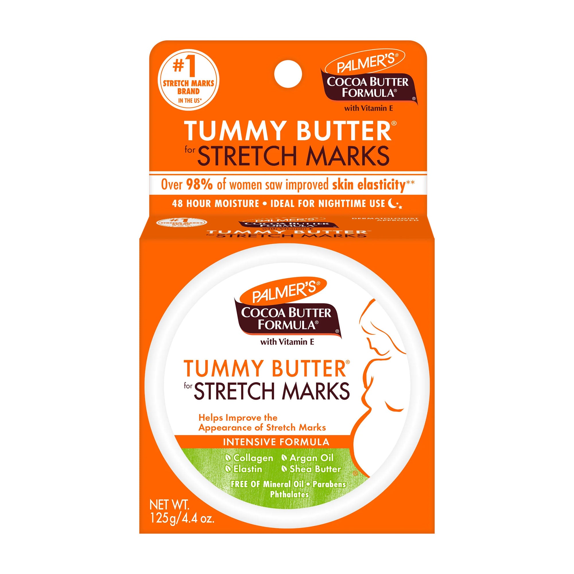Palmer's Cocoa Butter Formula Tummy Butter for stretch marks packaging on a white background
