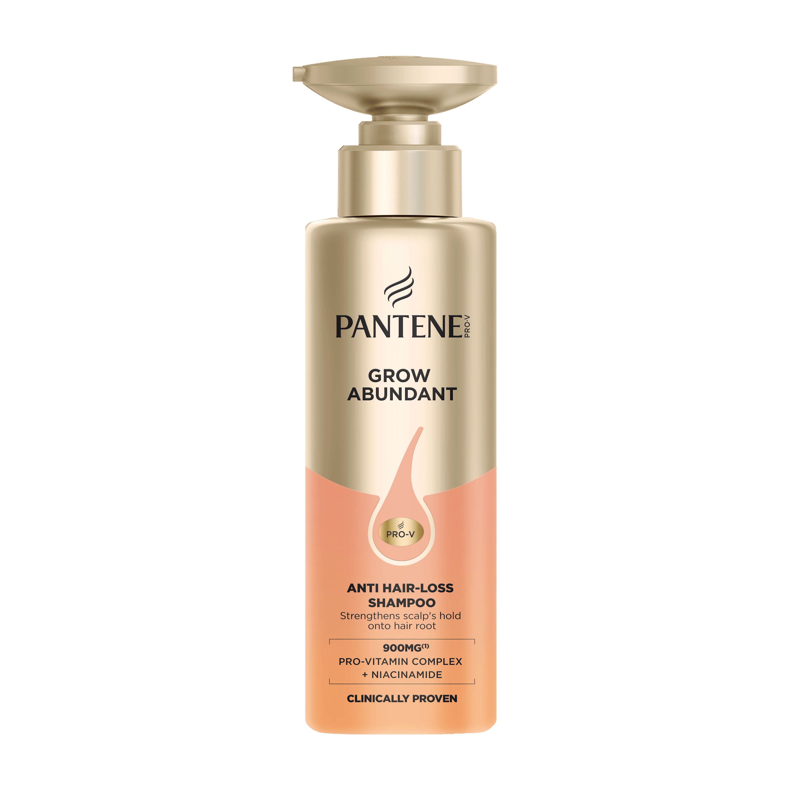 Pantene Grow Abundant anti hair loss shampoo bottle on a white background