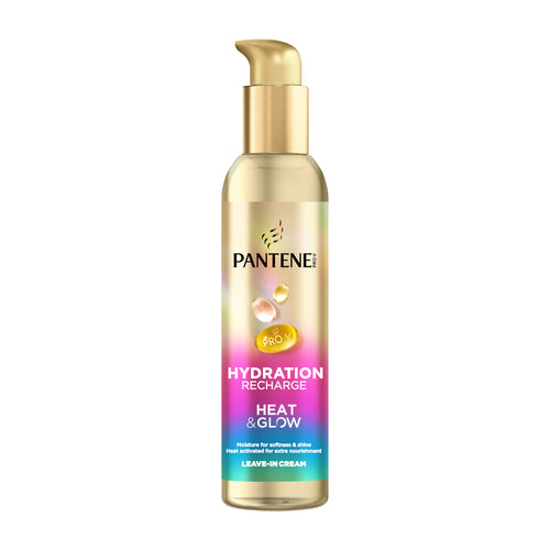 Pantene Hydration Recharge Heat & Glow leave-in cream bottle on a white background