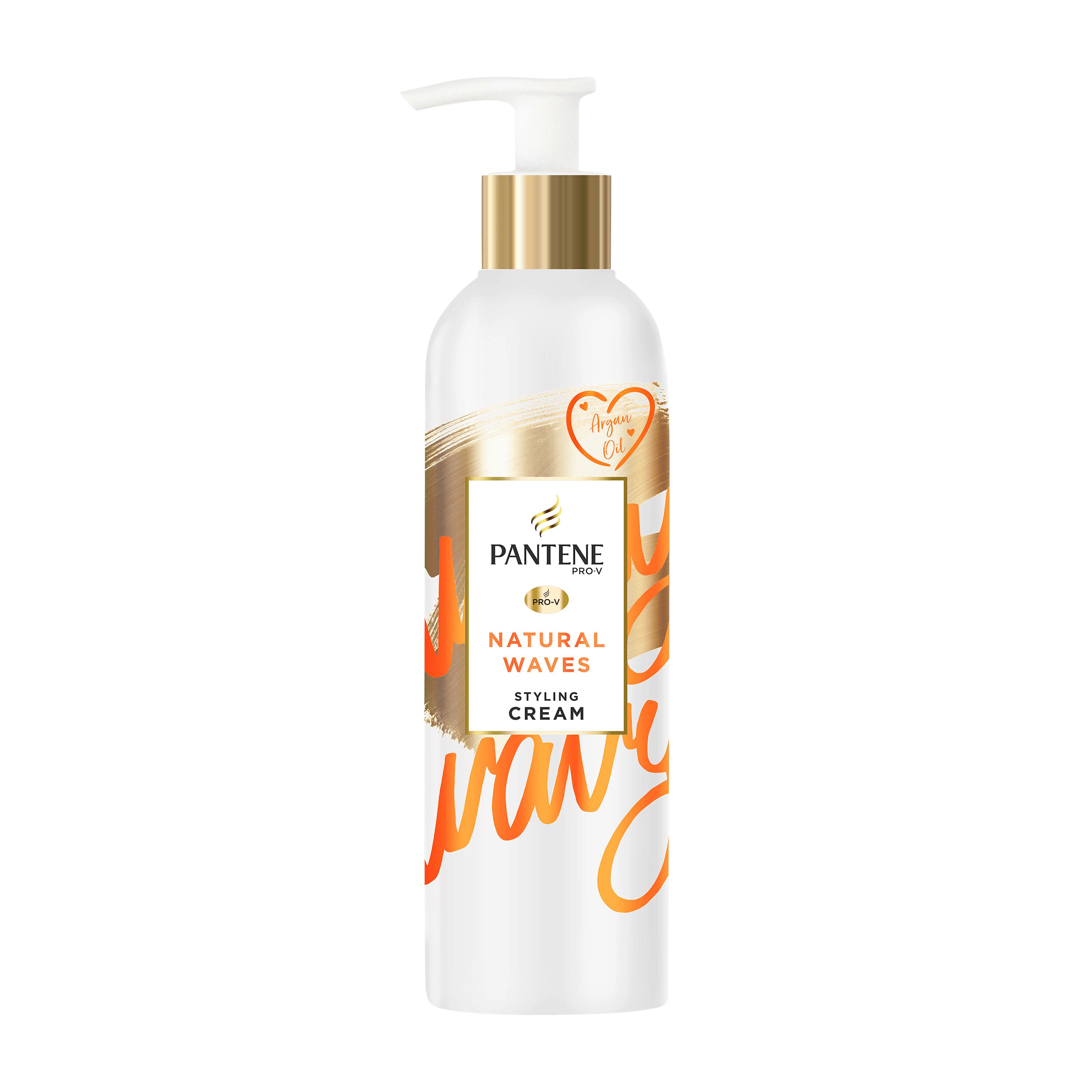 Pantene Natural Waves styling cream bottle on a white background