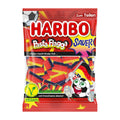 Haribo Pasta Flagga Sour gummy candy package with colorful design and cartoon character on a white background