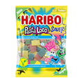 Haribo Pasta Loco sour gummy candy packaging on a white background