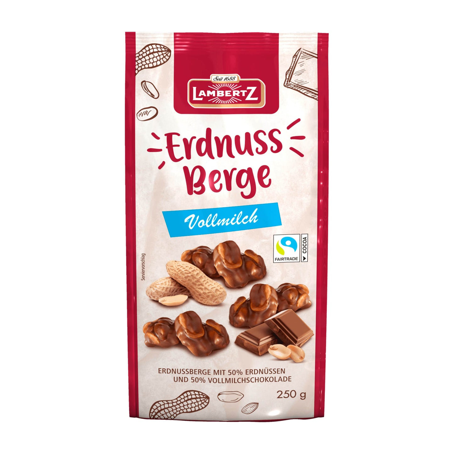 Lambertz Erdnussberge Vollmilchschokolade, 250 g