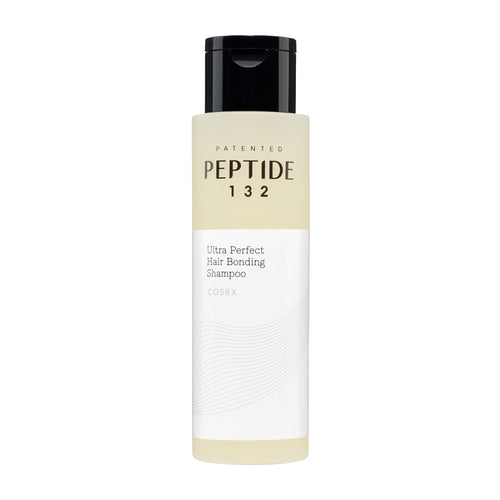 Bottle of COSRX Peptide 132 Ultra Perfect Hair Bonding Shampoo on a white background