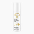 Helia-D Cell Concept Peptide Sunscreen Fluid SPF 50+ in a white cylindrical bottle with gold and black text, centered on a light gray background.