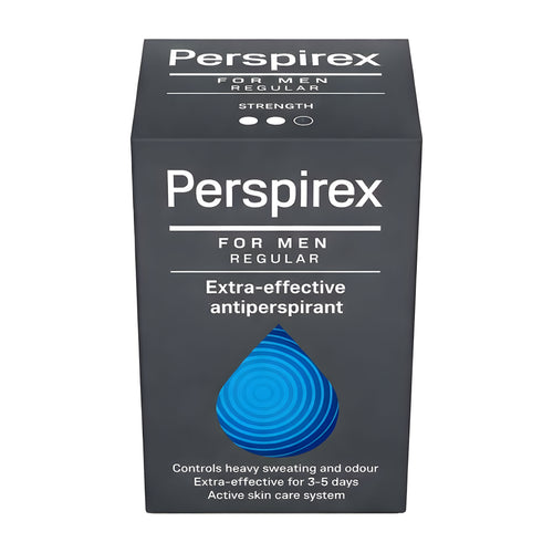 Perspirex For Men Regular Extra Effective anti-perspirant roll on packaging on a white background
