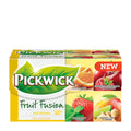 Packaging of Pickwick Fruit Fusion Variations Yellow tea boxes on a white background