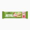 Pico Asia Matcha Strawberry Latte Cookies in its green wrapper, shown against a plain white background. The packaging features illustrations of a matcha-coated cookie with strawberry cream filling, a strawberry matcha latte, and a strawberry cupcake.