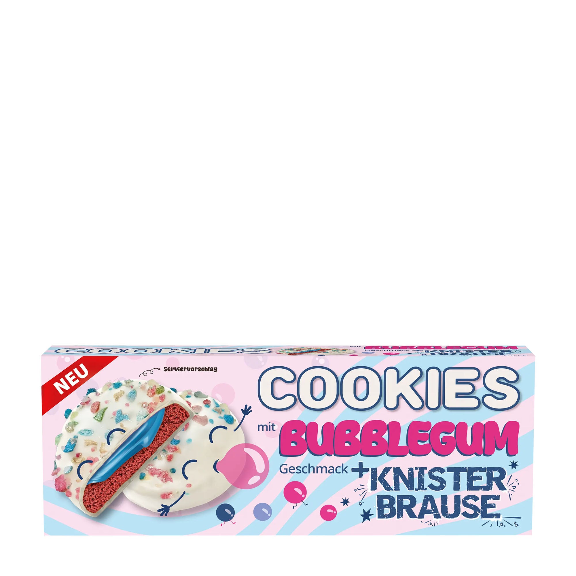 Box of Pico Food Cookies Bubblegum flavor with Popping Candy packaging with colorful design on a white background
