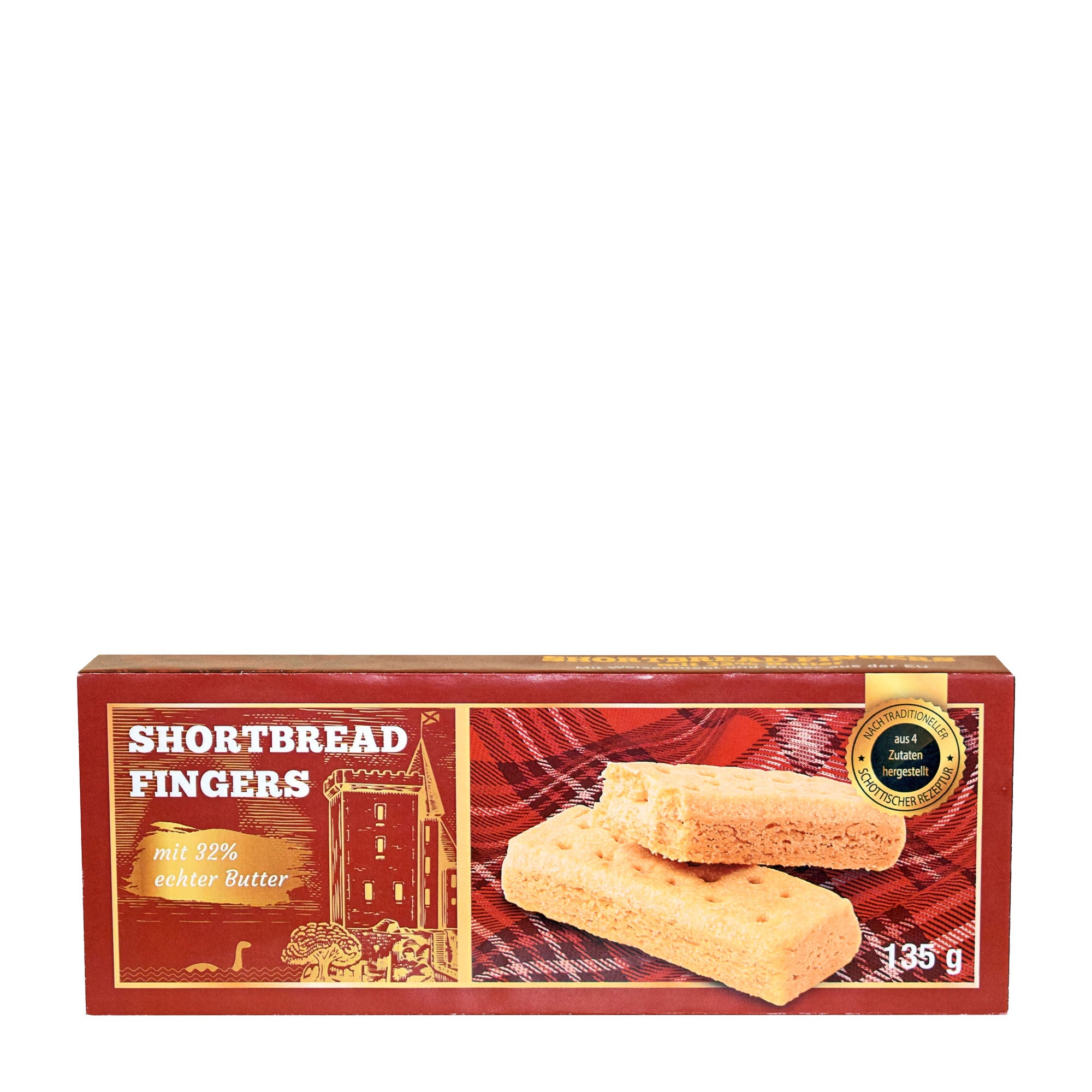 Packaging of Pico Food Shortbread fingers, with the product visible through a clear window, displaying its golden and crispy texture.