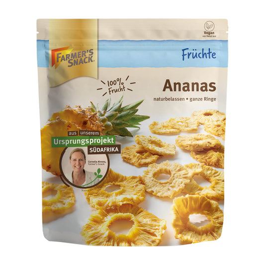 Farmer's Snack Dried Pineapple whole rings, 120 g