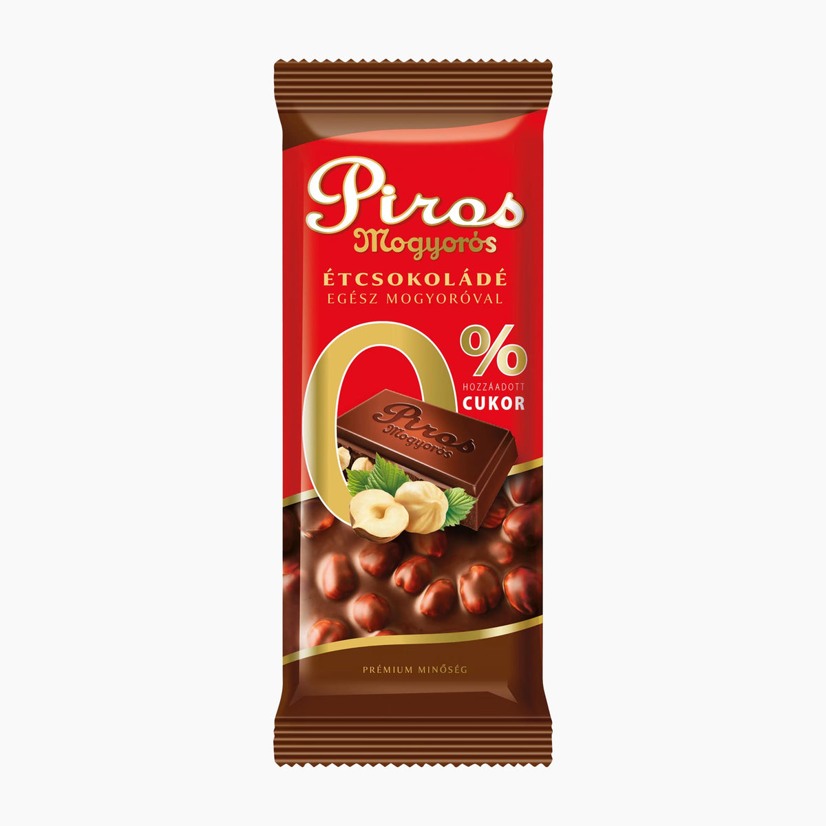 Piros Mogyorós Tavoletta di Cioccolato Fondente Senza Zuccheri Aggiunti, 70 g