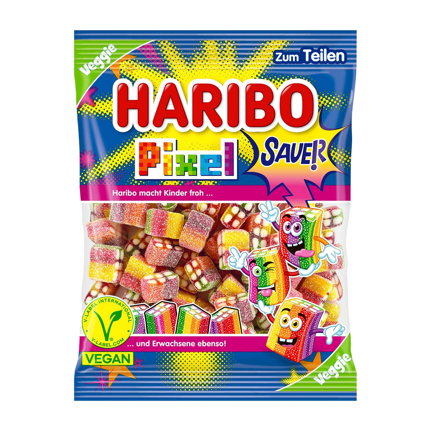 Haribo Pixel Sour Fruit Gummi, 160 g