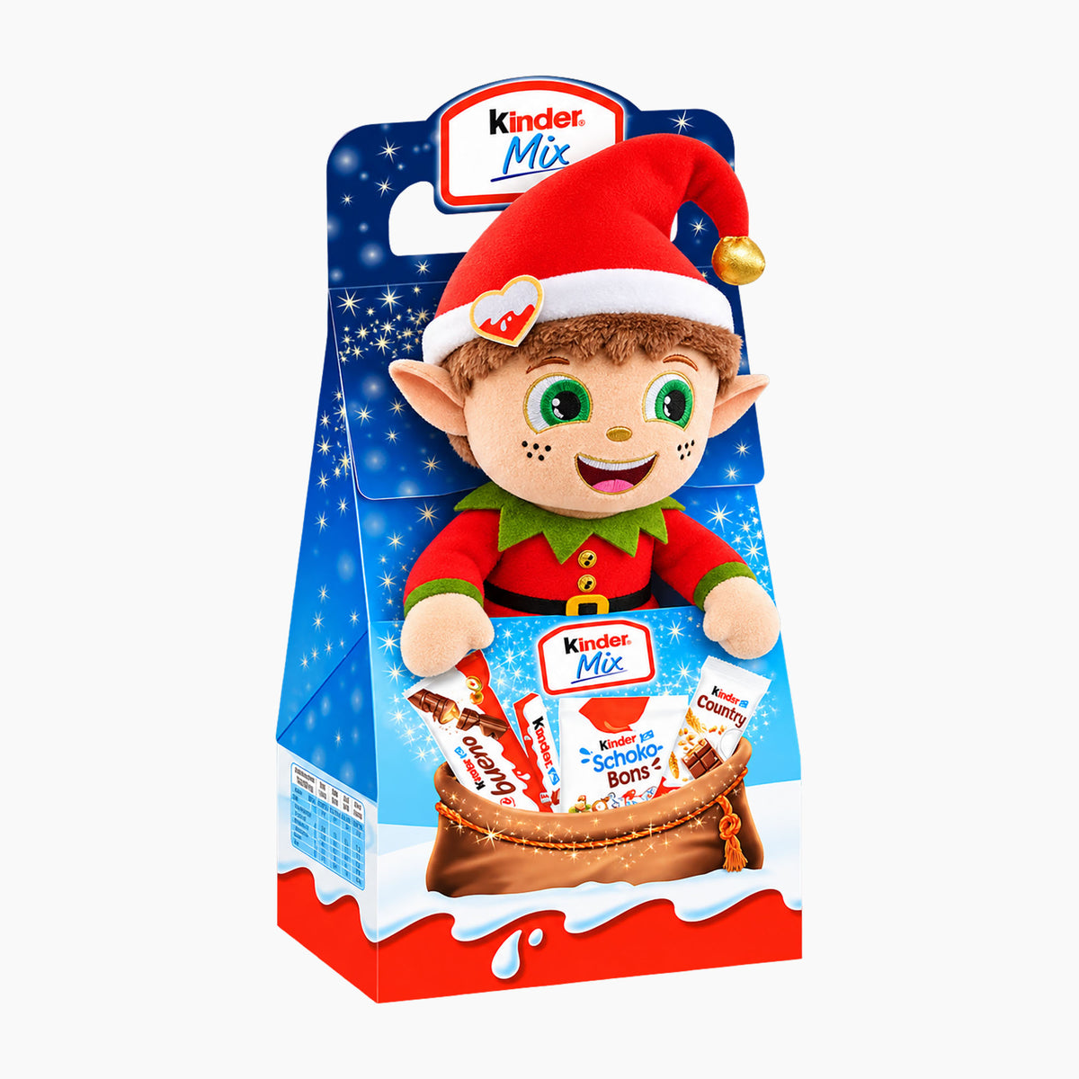 kinder Mix Caja de Regalo con Peluche de Elfo, 133 g