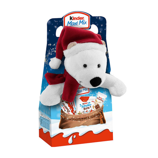 kinder Christmas Maxi Mix gift box with plush polar bear, 133 g