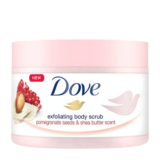 Dove Pomegranate Seeds & Shea Butter exfoliating body scrub, 225 mL