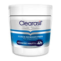A container of Clearasil Pore Cleansing Pads with text indicating they are dermatologist tested and reduce pimple size and redness within 4 hours.