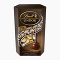 A 200g box of Lindt Lindor Extra Dark 70% cocoa chocolate pralines, featuring a dark brown packaging design with gold and white branding and a depiction of wrapped chocolates.