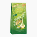 Lindt Lindor Matcha white chocolate pralines packaging on a light gray background.