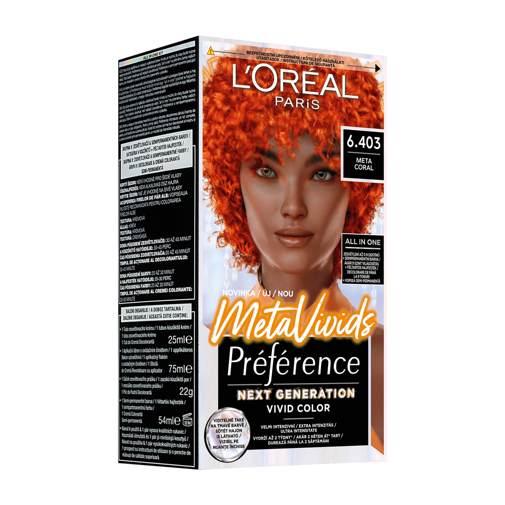 Loreal Paris Preference Meta Vivids 6.403 Meta Coral bleach + hair color kit