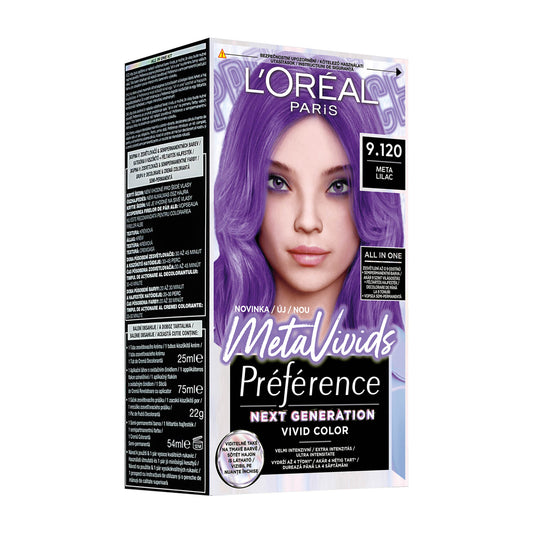 Loreal Paris Preference Meta Vivids 9.120 Meta Lilac Bleichmittel + Haarfärbeset