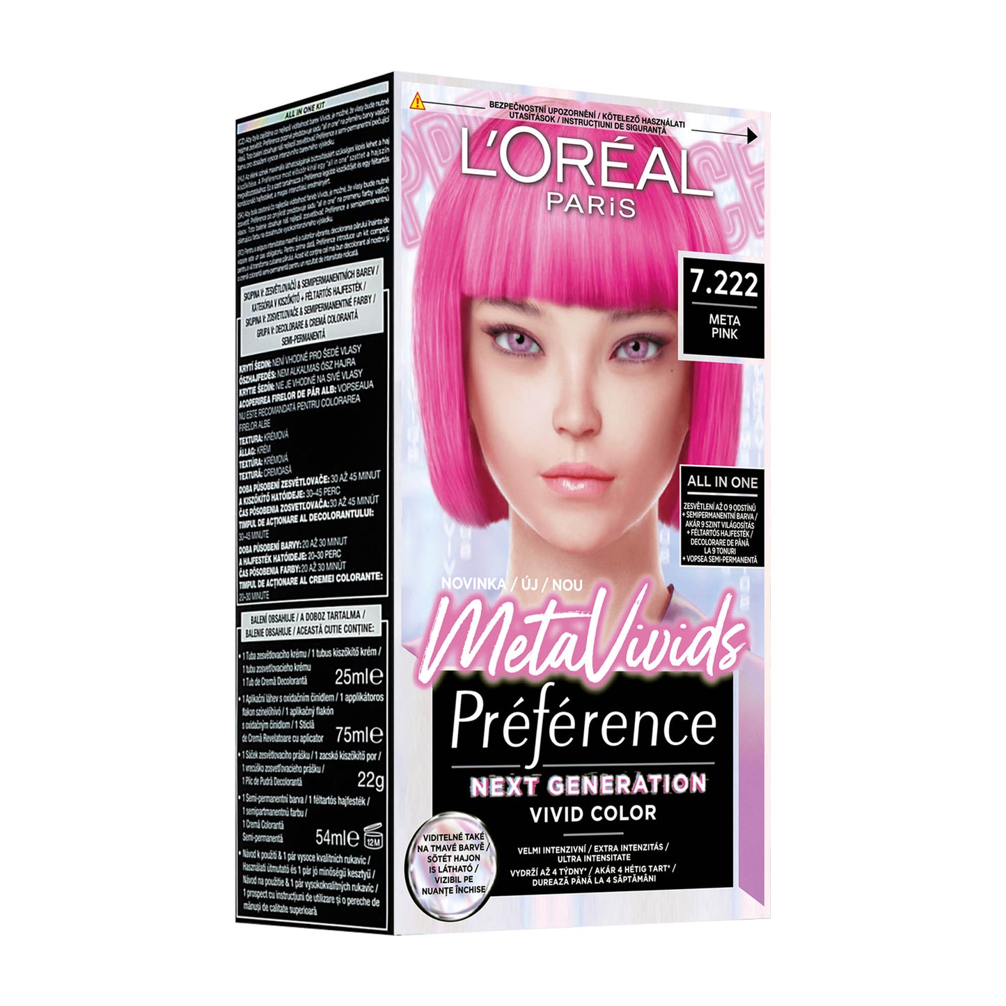 Loreal Paris Preference Meta Vivids 7.222 Meta Pink Bleichmittel + Haarfärbeset