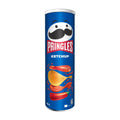 Pringles Ketchup potato crisps can on a white background