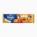 A package of Prinzen Rolle Minis Choco sandwich cookies, featuring a blue and gold wrapper with an illustration of the Prinzen Rolle character and a small pack of mini cookies shown on the right.
