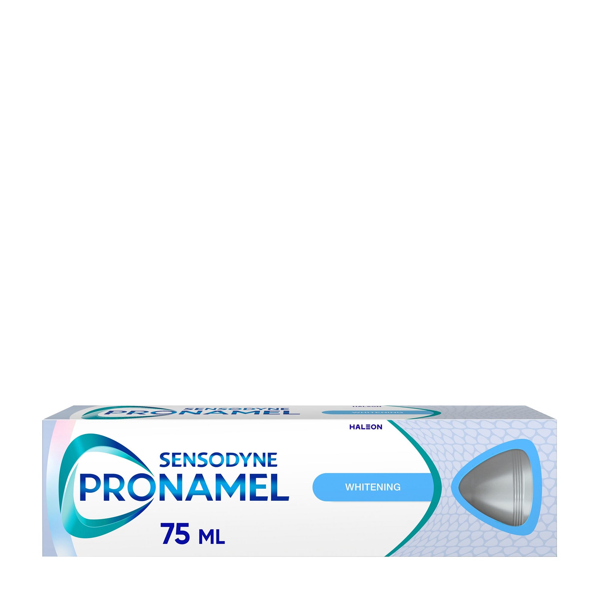Sensodyne Pronamel whitening toothpaste box on a white background