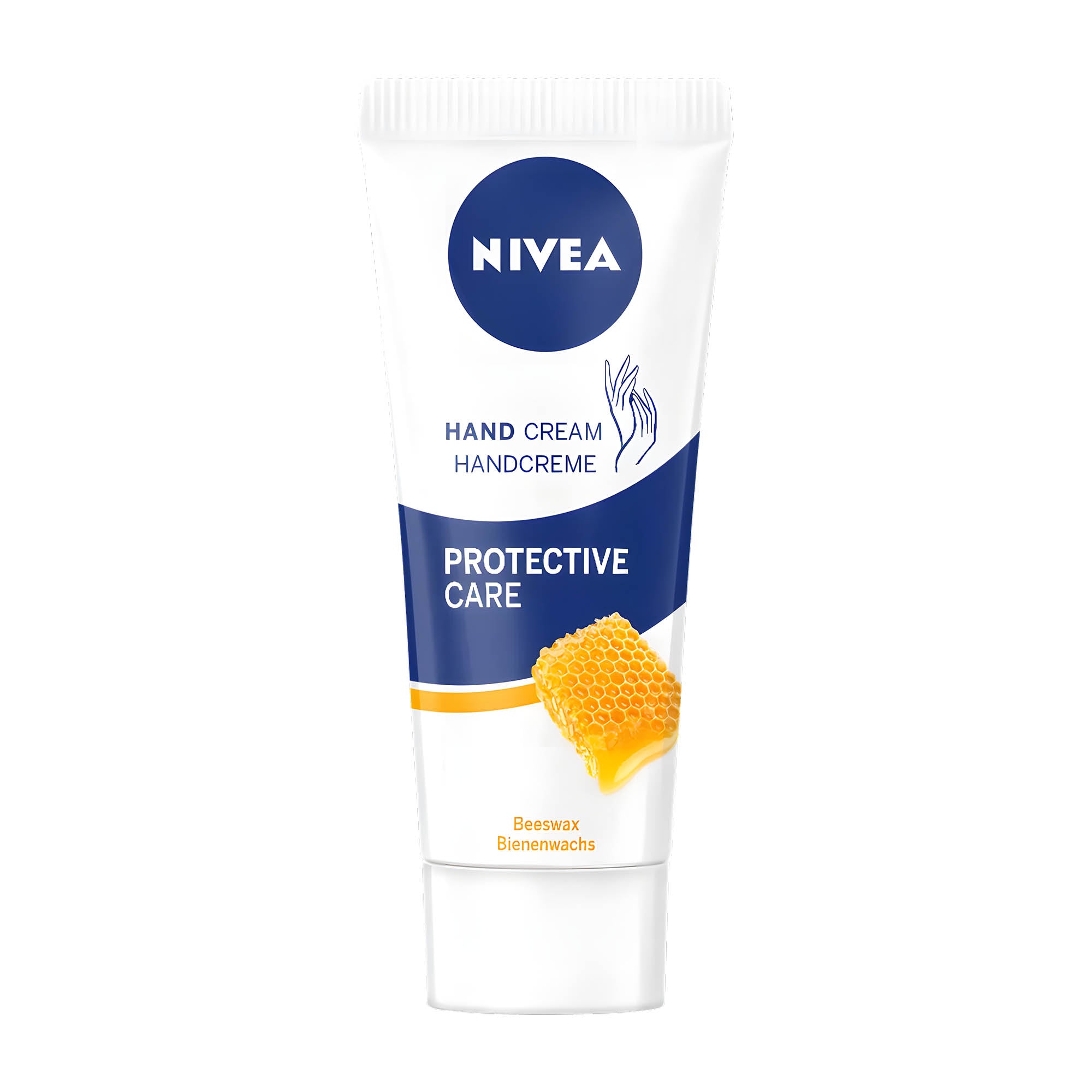 Tube of Nivea Protective Care hand cream on a white background